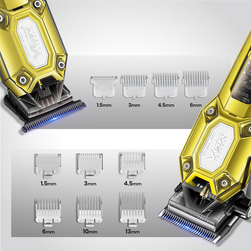 Комплект для стрижки волосся та бороди VGR V-600&900 з USB та 10 насадками / Машинка для стрижки волосся / Чоловічий тример