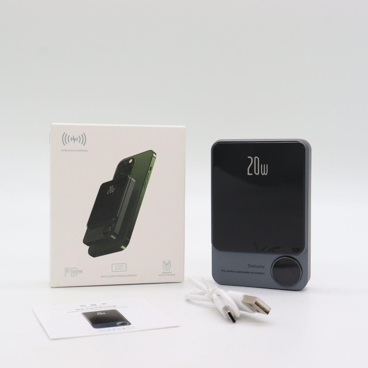 Повербанк бездротовий 20W, 10000 mAh, MagSafe, Чорний / Магнітний павербанк / УМБ / Портативний повер банк