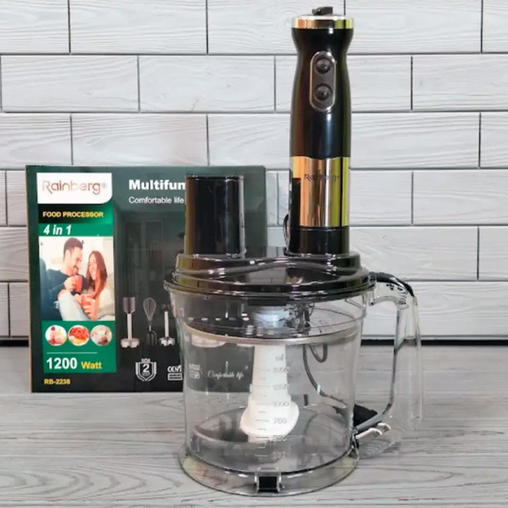 Блендер занурювальний 4в1 (1200Вт) Rainberg RB-2238 / Багатофункціональний блендер-подрібнювач / Ручний блендер