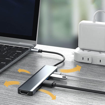 USB хаб 7в1, Type-C to HDMI+SD+TF+3хUSB +PD / Мультифункціональний юсб хаб / Розгалужувач USB