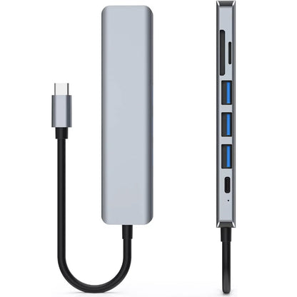 USB хаб 7в1, Type-C to HDMI+SD+TF+3хUSB +PD / Мультифункціональний юсб хаб / Розгалужувач USB