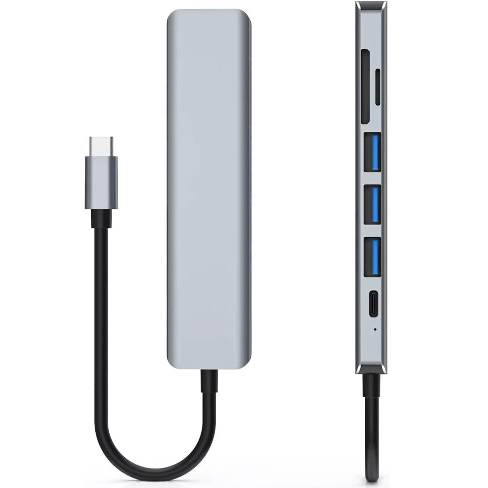 USB хаб 7в1, Type-C to HDMI+SD+TF+3хUSB +PD / Мультифункціональний юсб хаб / Розгалужувач USB