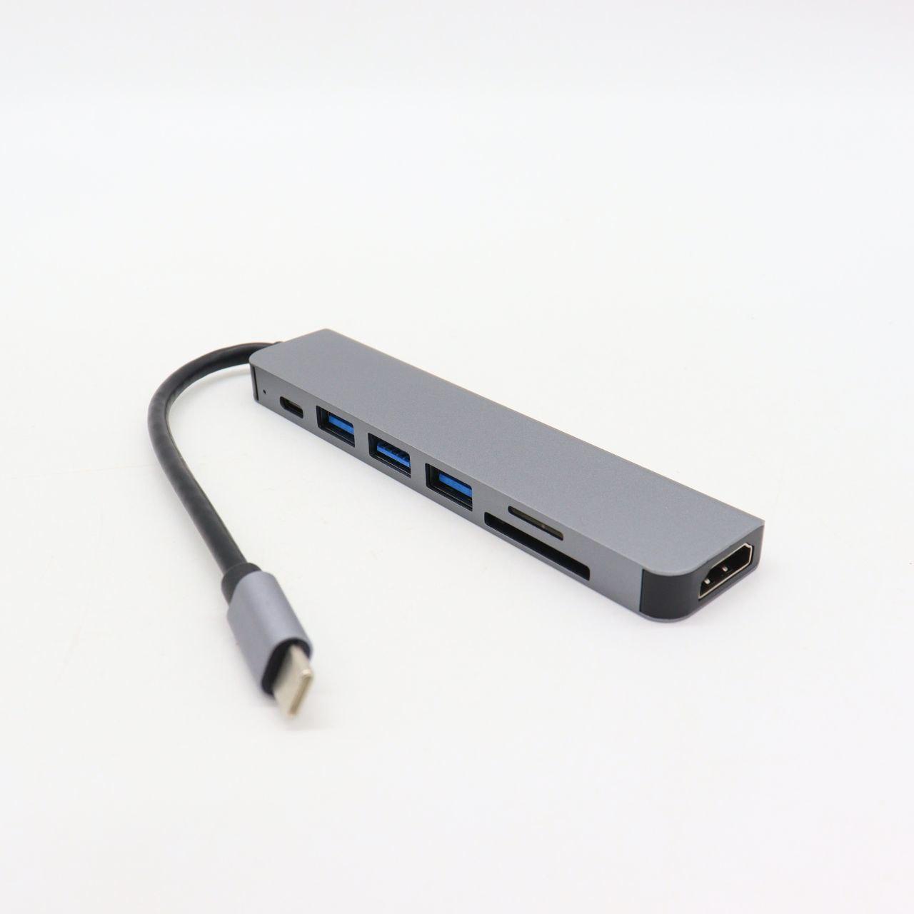 USB хаб 7в1, Type-C to HDMI+SD+TF+3хUSB +PD / Мультифункціональний юсб хаб / Розгалужувач USB