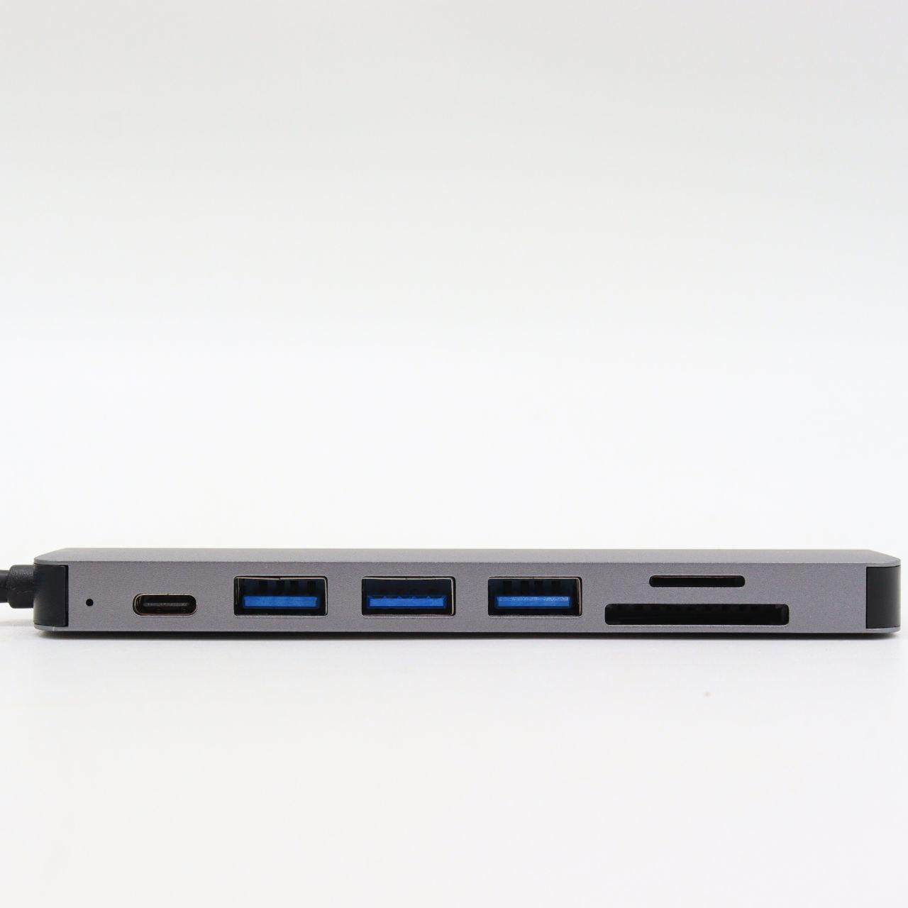 USB хаб 7в1, Type-C to HDMI+SD+TF+3хUSB +PD / Мультифункціональний юсб хаб / Розгалужувач USB