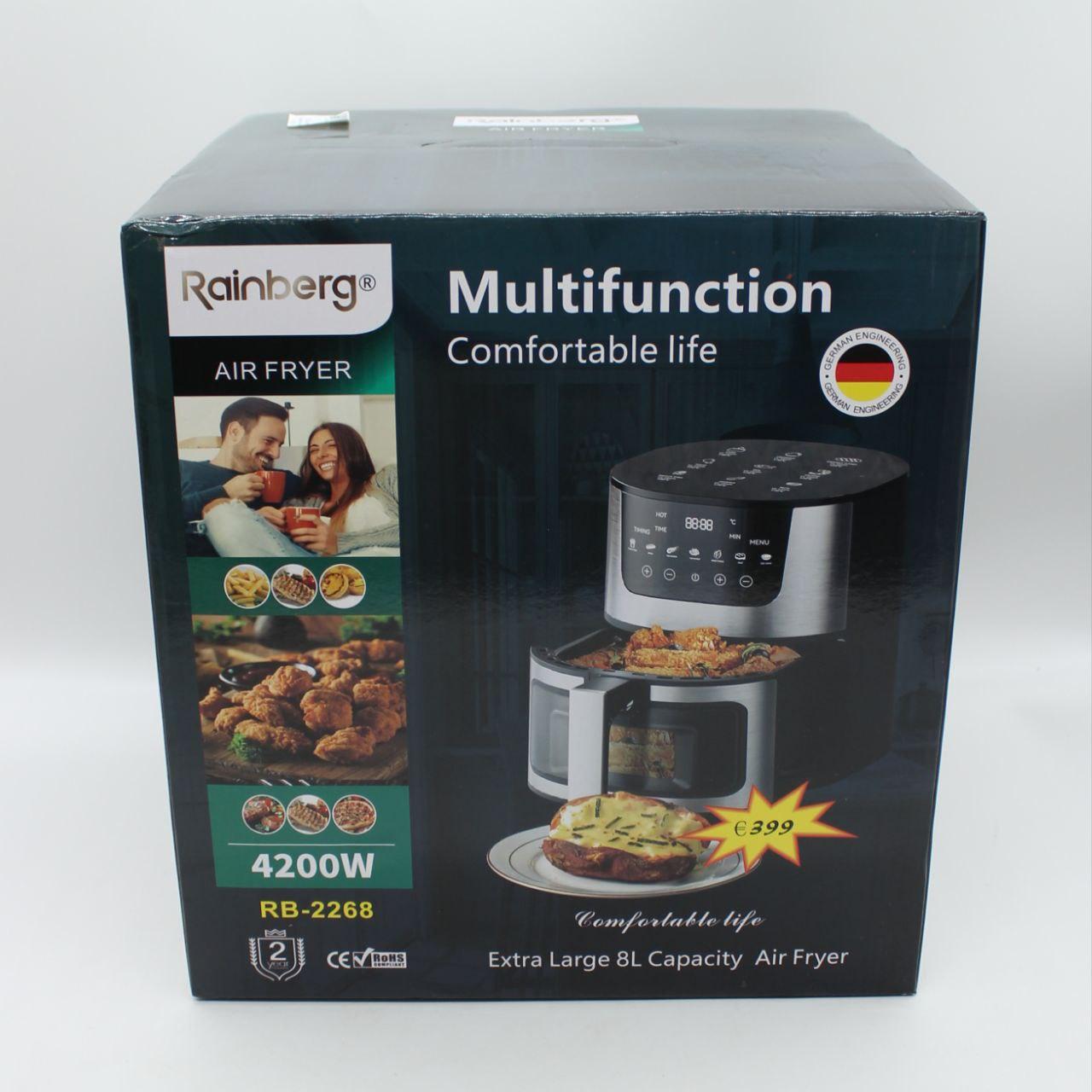 Аерофритюрниця 8л, 4200Вт, Rainberg RB-2268 / Сенсорна фритюрниця без олії / Мультипіч / Аерогриль