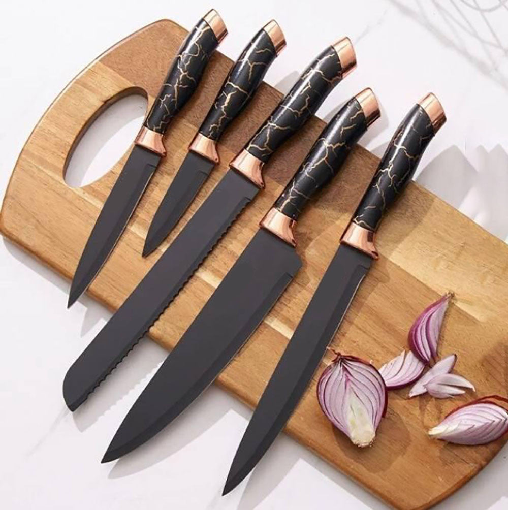 Набір кухонних ножів 5шт з підставкою, AT-DJ093 / Набір ножів для кухні