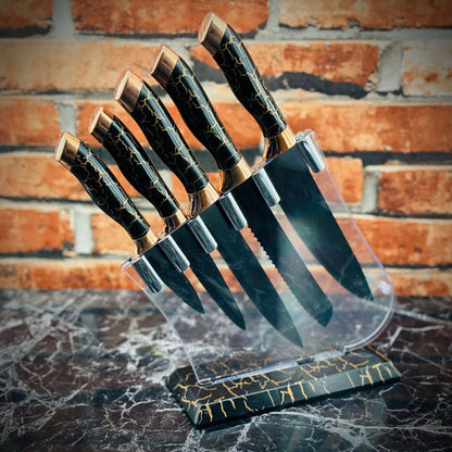 Набір кухонних ножів 5шт з підставкою, AT-DJ093 / Набір ножів для кухні