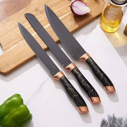 Набір кухонних ножів 5шт з підставкою, AT-DJ093 / Набір ножів для кухні