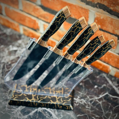 Набір кухонних ножів 5шт з підставкою, AT-DJ093 / Набір ножів для кухні