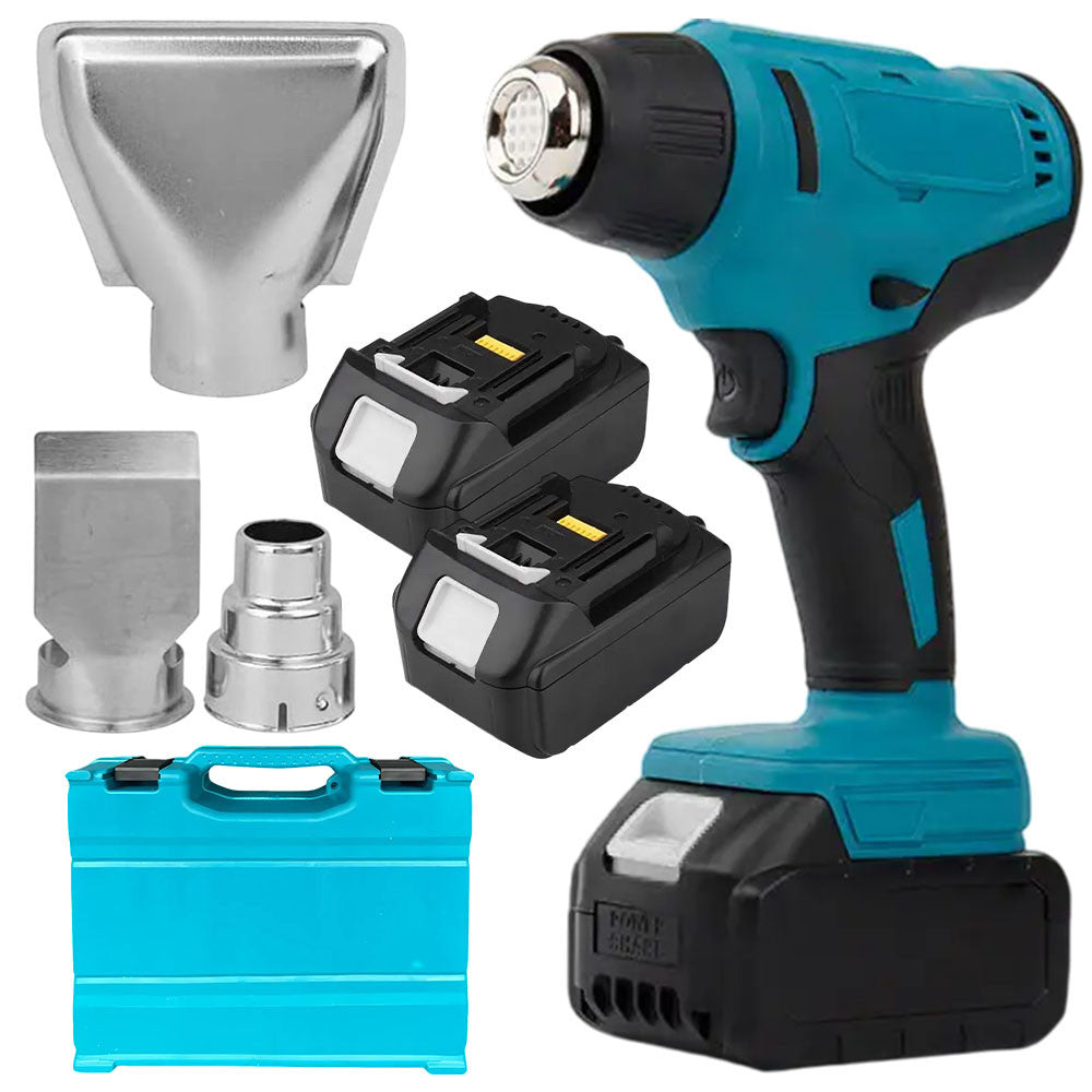 Акумуляторний будівельний фен в кейсі з 3 насадками та 2 АКБ 48В / Технічний фен / Фен промисловий / Термофен