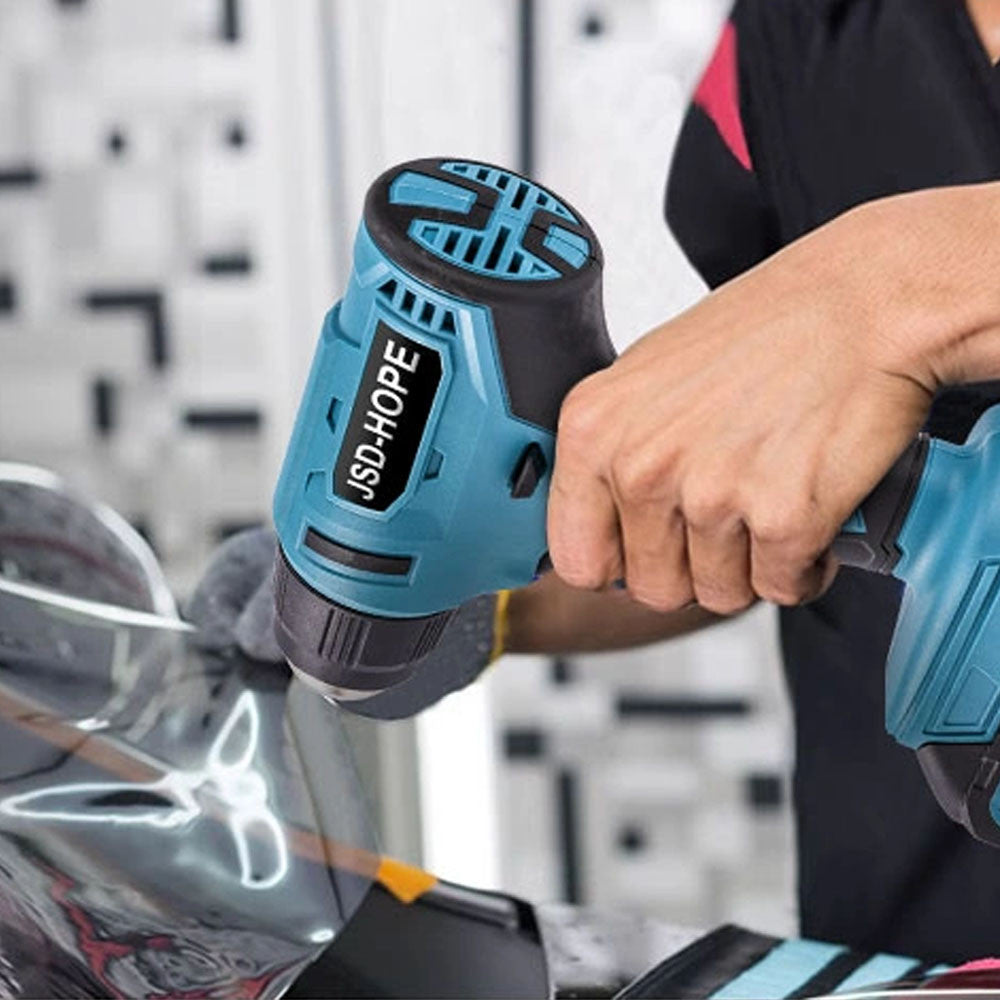 Акумуляторний будівельний фен в кейсі з 3 насадками та 2 АКБ 48В / Технічний фен / Фен промисловий / Термофен