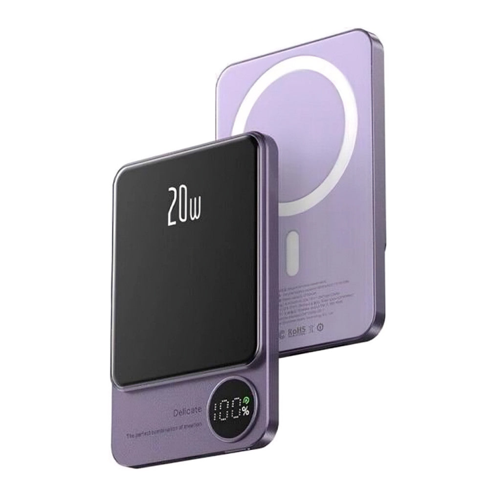 Повербанк бездротовий 20W, 10000 mAh, MagSafe, Фіолетовий / Магнітний павербанк / УМБ / Портативний повер банк
