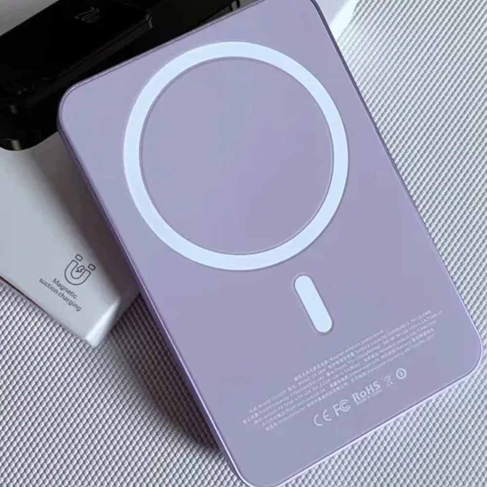 Повербанк бездротовий 20W, 10000 mAh, MagSafe, Фіолетовий / Магнітний павербанк / УМБ / Портативний повер банк