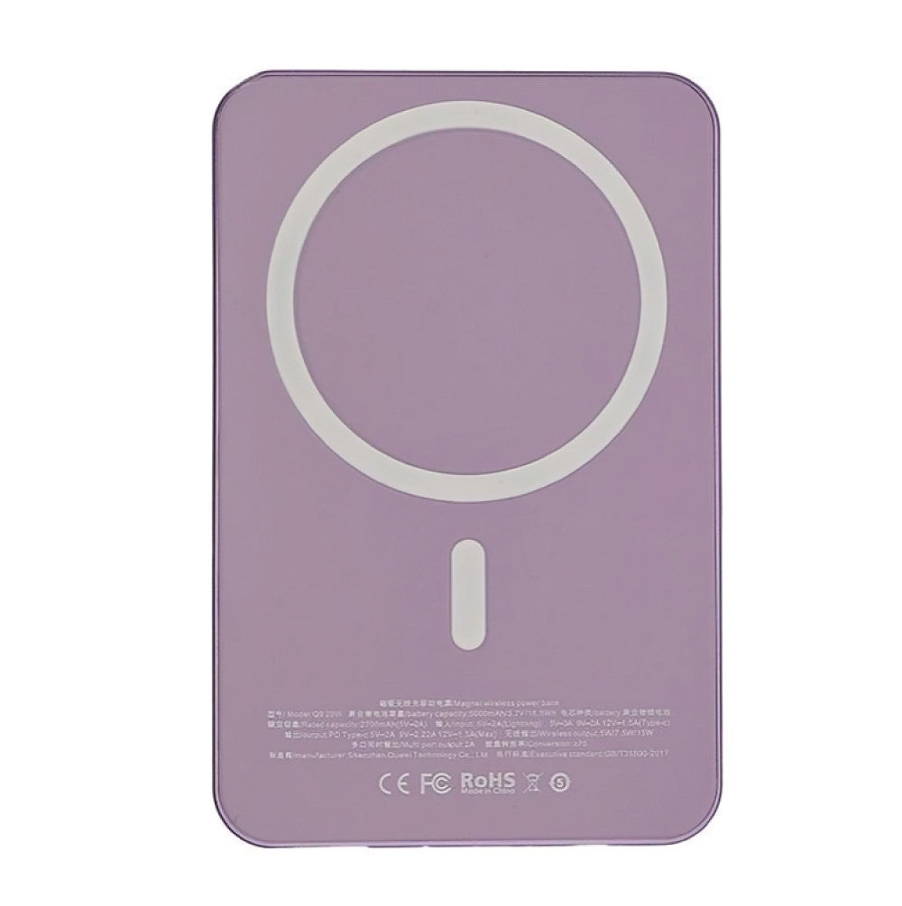 Повербанк бездротовий 20W, 10000 mAh, MagSafe, Фіолетовий / Магнітний павербанк / УМБ / Портативний повер банк