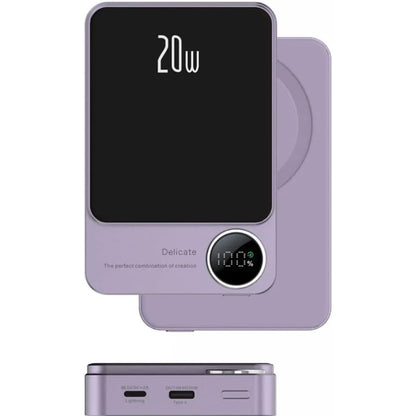 Повербанк бездротовий 20W, 10000 mAh, MagSafe, Фіолетовий / Магнітний павербанк / УМБ / Портативний повер банк