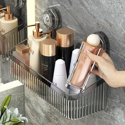 Полиця у ванну на присосках з гачками, 30х22х10,8 см / Настінна поличка органайзер для ванної