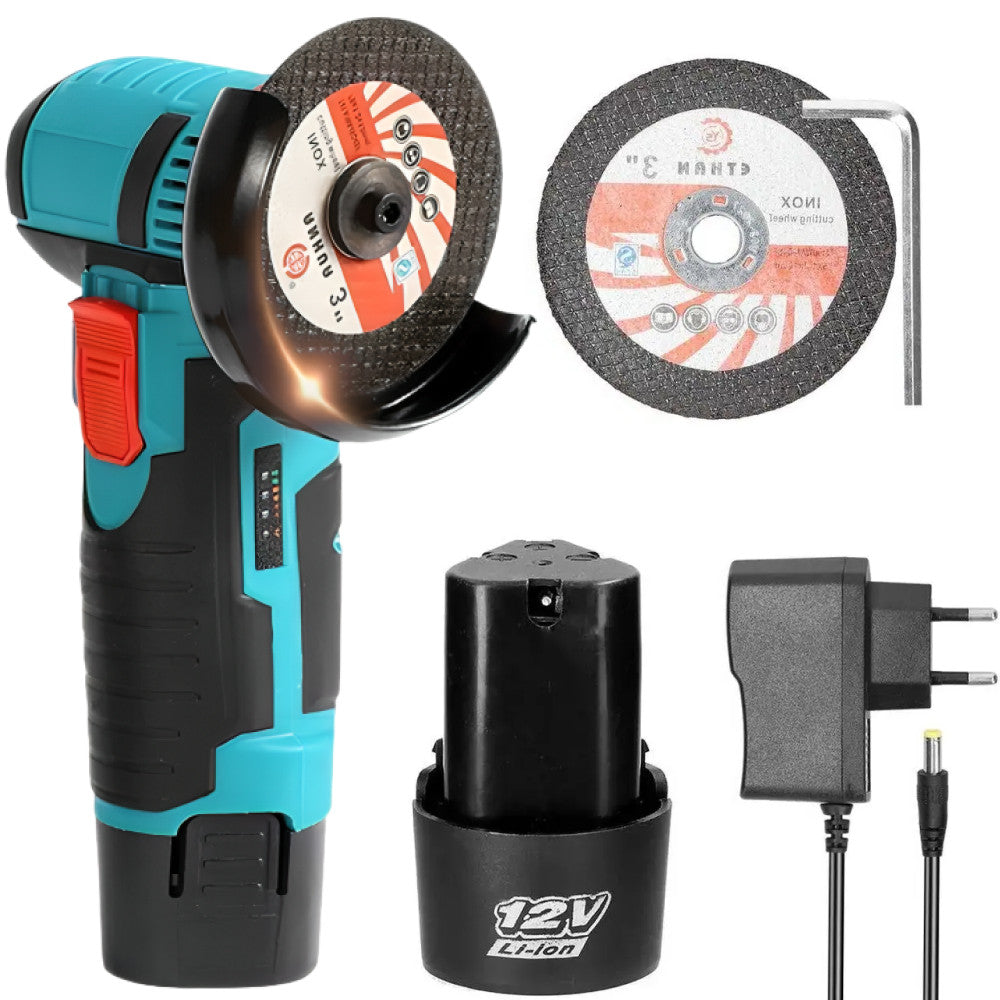 Акумуляторна болгарка, акумулятор 12V, диск 75мм / Електроболгарка / Міні болгарка на акумуляторі