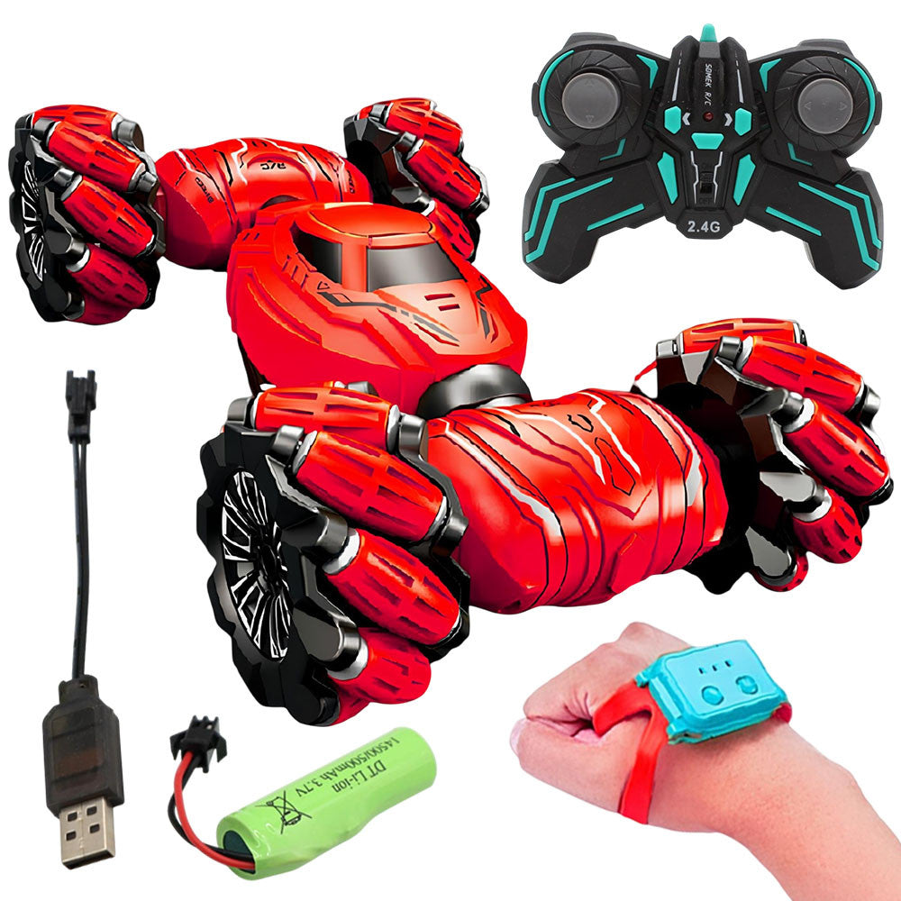 Машинка перевертень на радіокеруванні від USB, 986-14, Червоний / Дитяча трюкова машинка на пульті управління