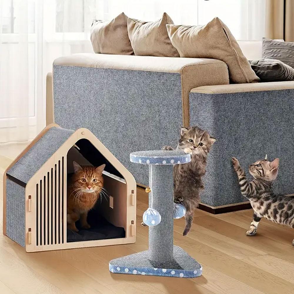 Самоклеюча кігтеточка "Антицарапка" 40х200см, Світло-сірий / Когтеточка для дивана / Захист дивана від кішок