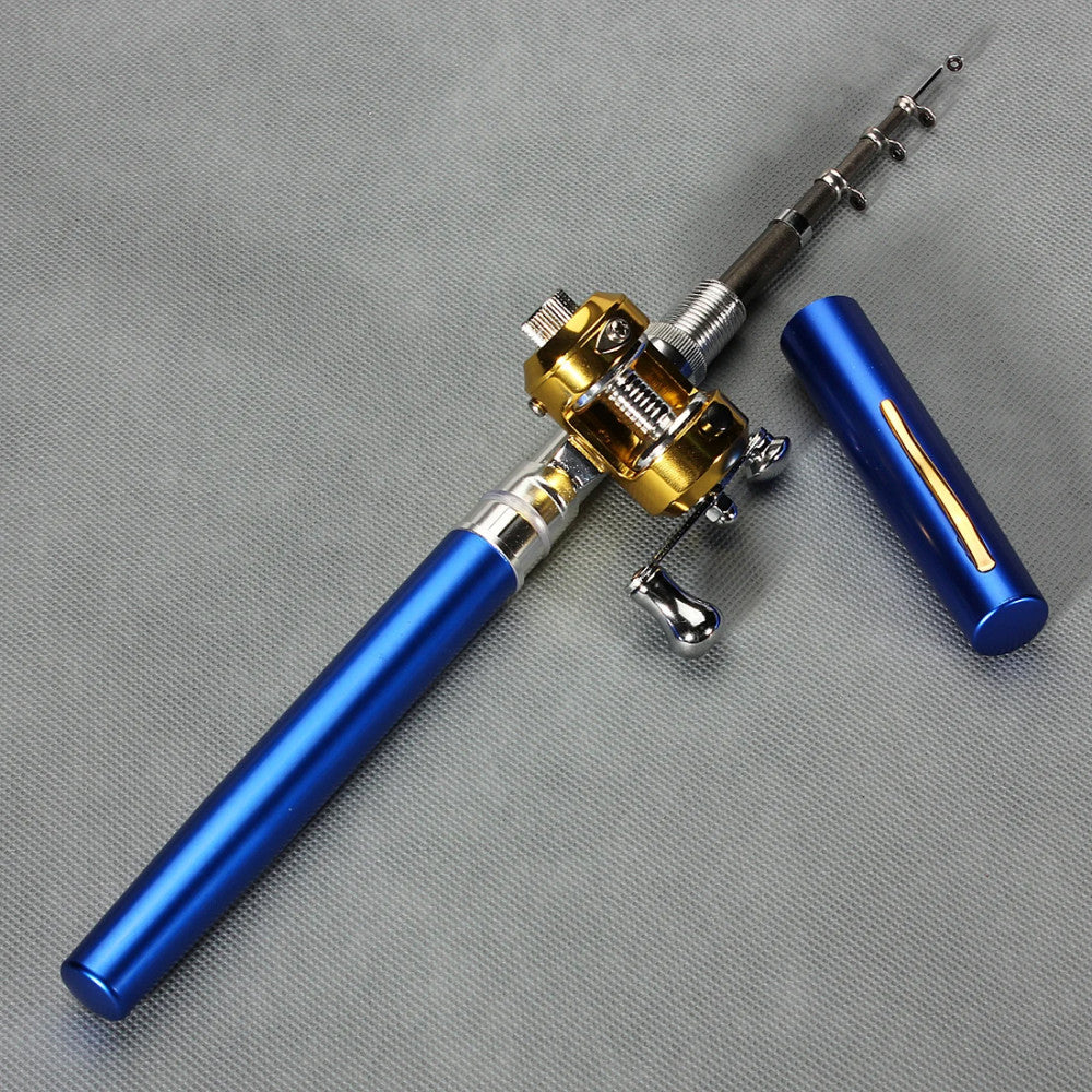 Вудка-ручка з котушкою EL-1220, Синій / Набір рибалки / Кишенькова міні вудка складана, телескопічна