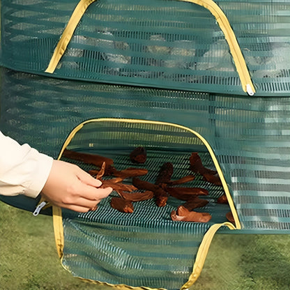 Складна сітка для сушіння риби 60х40х60см, 3 яруси / Сітка сушка для фруктів / Підвісна сушарка для грибів