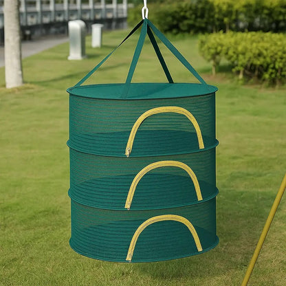 Складна сітка для сушіння риби 60х40х60см, 3 яруси / Сітка сушка для фруктів / Підвісна сушарка для грибів