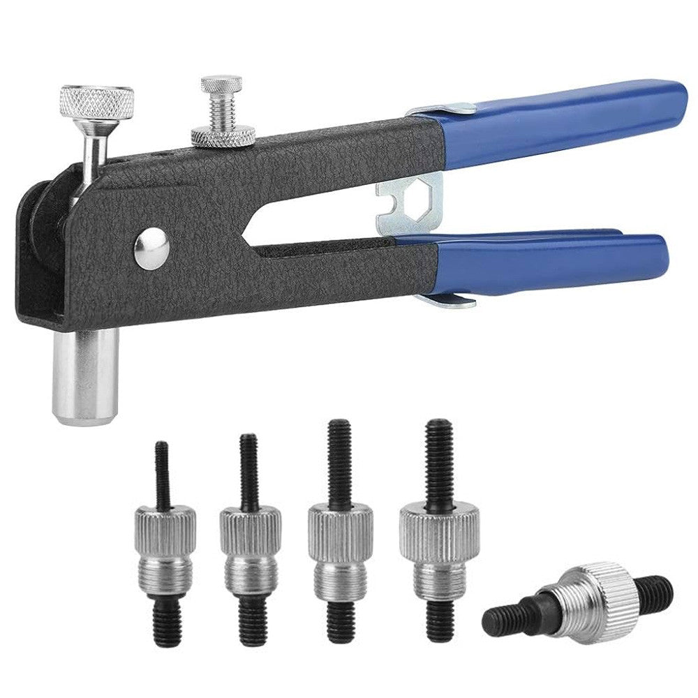 Заклепувальний пістолет + насадки 5шт, M3-M8 / Різьбовий заклепник ручний