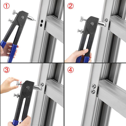 Заклепувальний пістолет + насадки 5шт, M3-M8 / Різьбовий заклепник ручний