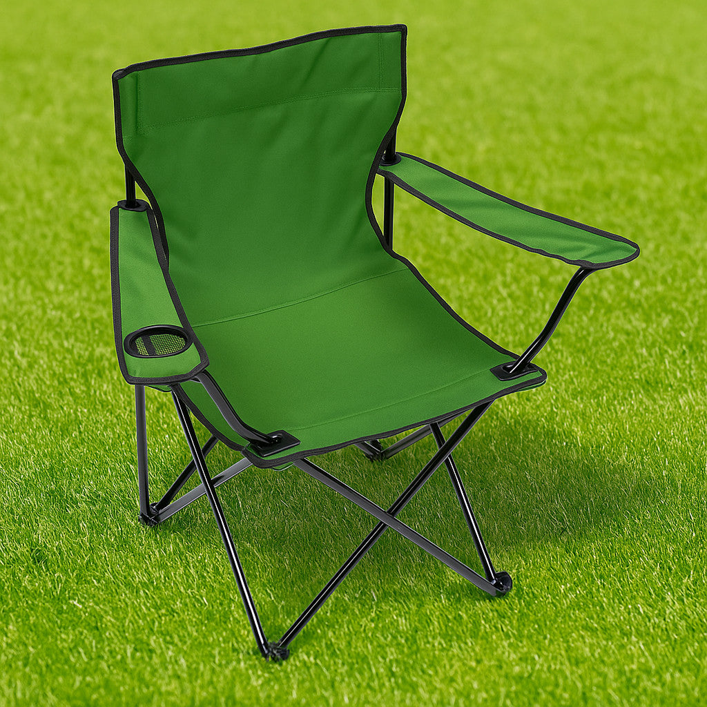 Складаний стілець зі спинкою, до 100 кг, в чохлі, 80х75х50 см, Темно зелений / Складне крісло для риболовлі / Туристичний стілець