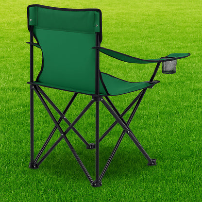 Складаний стілець зі спинкою, до 100 кг, в чохлі, 80х75х50 см, Темно зелений / Складне крісло для риболовлі / Туристичний стілець