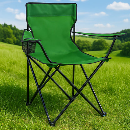 Складаний стілець зі спинкою, до 100 кг, в чохлі, 80х75х50 см, Темно зелений / Складне крісло для риболовлі / Туристичний стілець