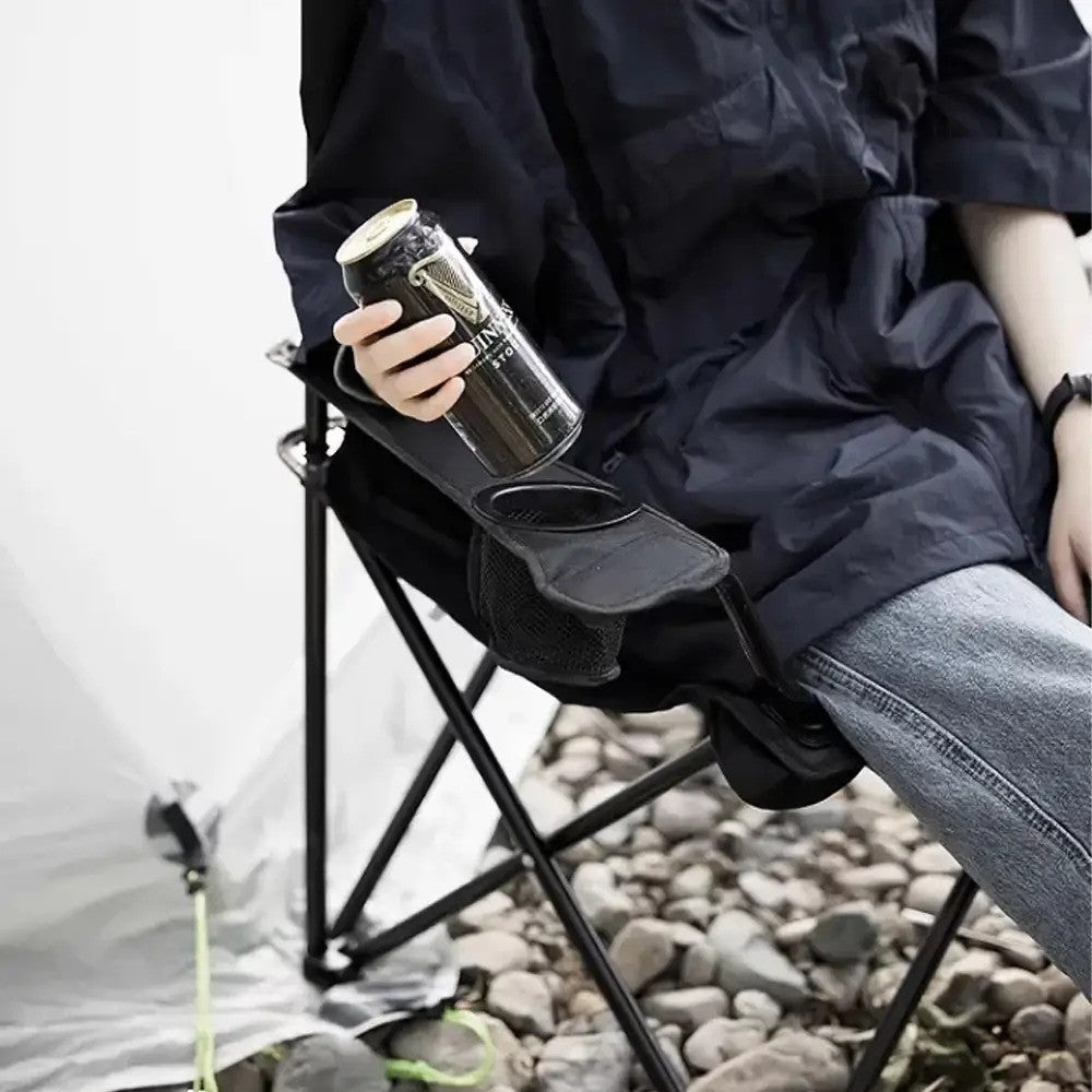 Складаний стілець зі спинкою, до 100 кг, в чохлі, 80х75х50 см, Чорний / Складне крісло для риболовлі / Туристичний стілець
