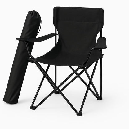 Складаний стілець зі спинкою, до 100 кг, в чохлі, 80х75х50 см, Чорний / Складне крісло для риболовлі / Туристичний стілець