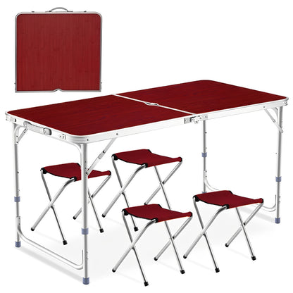 Складний стіл для пікніка 4 стільця, 120х70х60см, Коричневий / Туристичний стіл розкладний / Стіл для кемпінгу