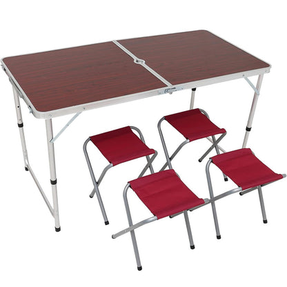 Складний стіл для пікніка 4 стільця, 120х70х60см, Коричневий / Туристичний стіл розкладний / Стіл для кемпінгу