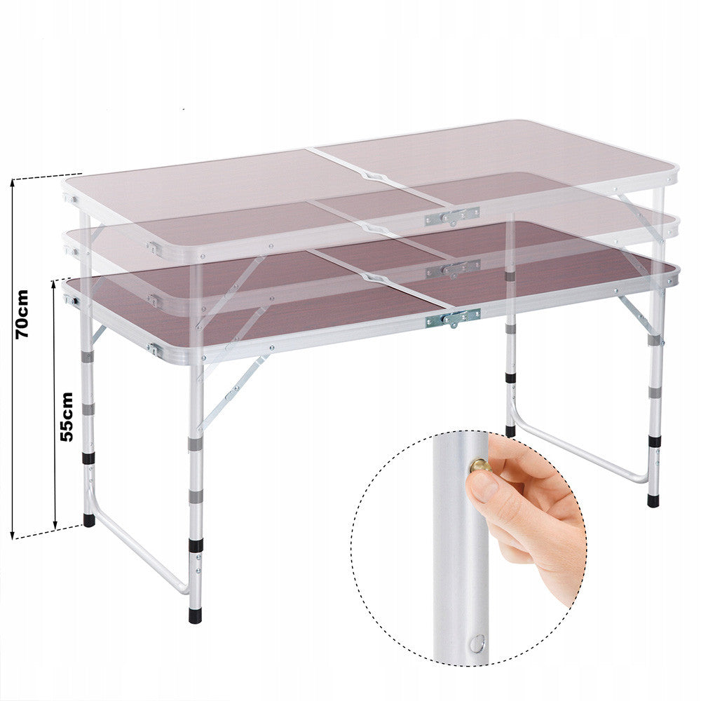 Складний стіл для пікніка 4 стільця, 120х70х60см, Коричневий / Туристичний стіл розкладний / Стіл для кемпінгу