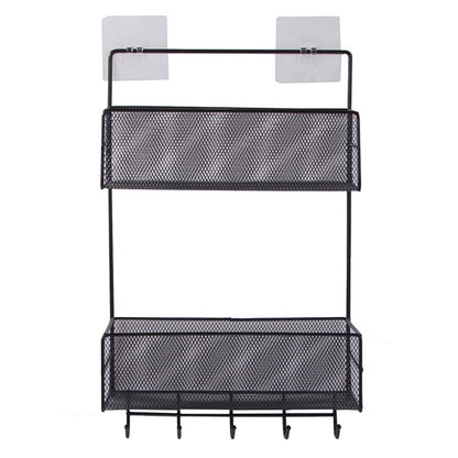 Настінна полиця для ванної кімнати 2-х ярусна 42,5 см, Чорна / Підвісний органайзер-кошик / Полиця на стіну