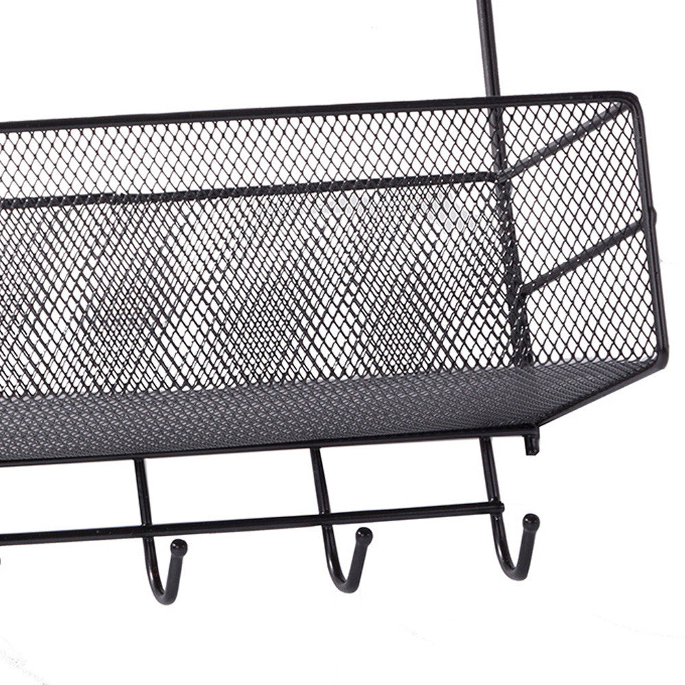 Настінна полиця для ванної кімнати 2-х ярусна 42,5 см, Чорна / Підвісний органайзер-кошик / Полиця на стіну