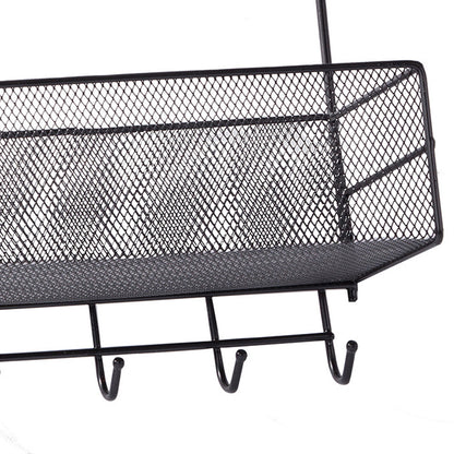 Настінна полиця для ванної кімнати 2-х ярусна 42,5 см, Чорна / Підвісний органайзер-кошик / Полиця на стіну