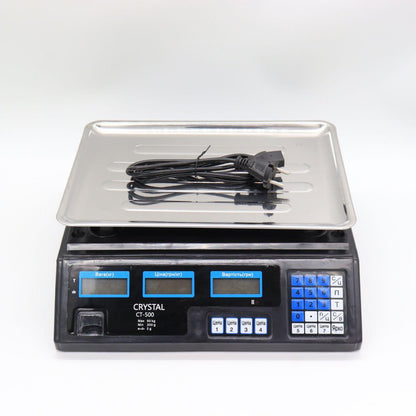 Ваги торгові до 50 кг з лічильником ціни, Crystal CT-500 / Настільні ваги з акумулятором / Ваги електронні