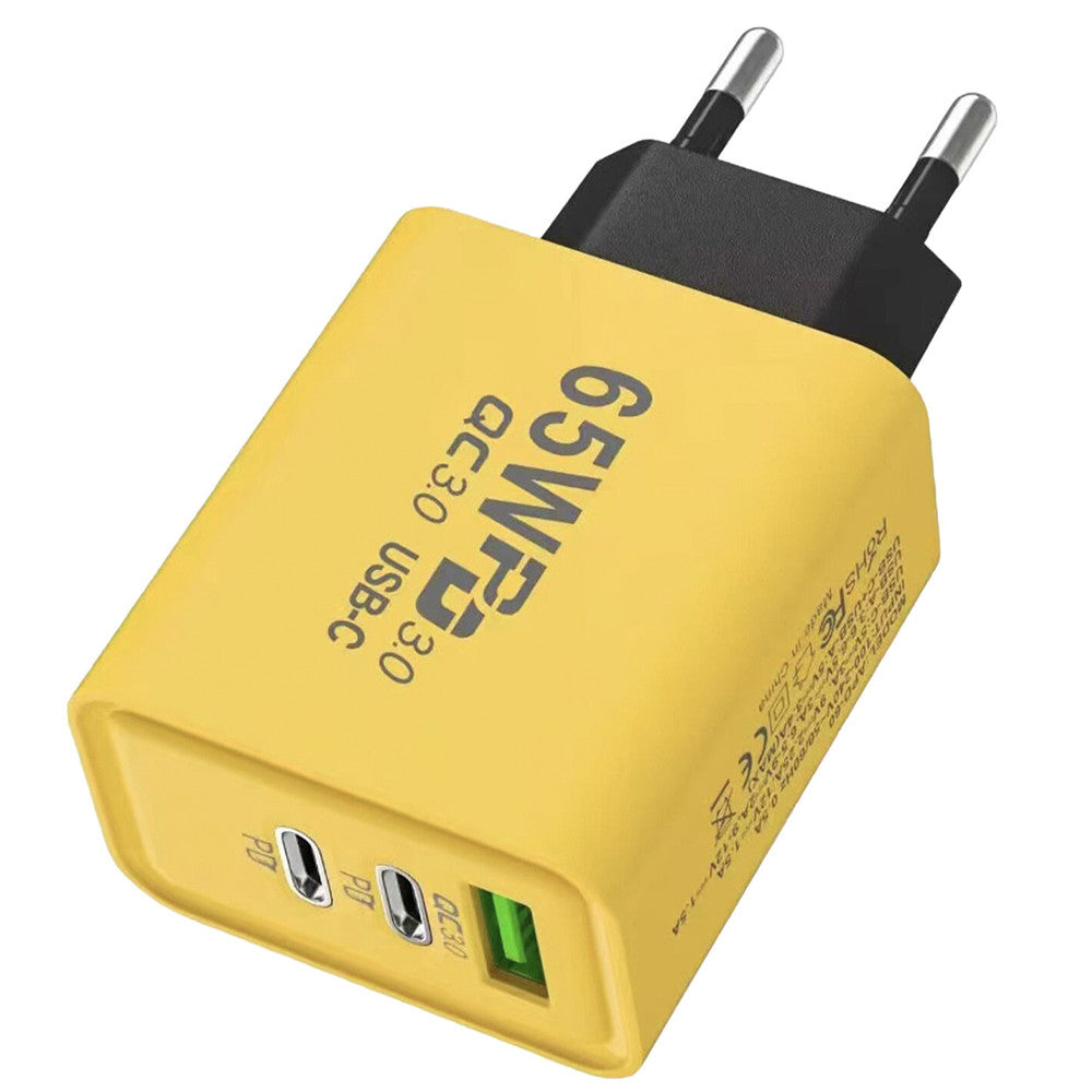 Зарядний пристрій 65W, 1xUSB, 2хType-C / Швидка зарядка для телефону / Адаптер для заряджання