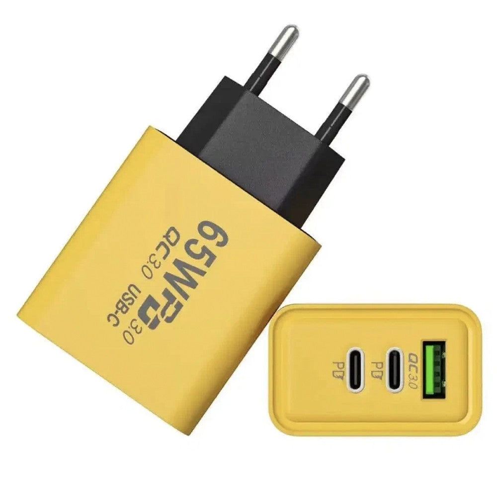 Зарядний пристрій 65W, 1xUSB, 2хType-C / Швидка зарядка для телефону / Адаптер для заряджання