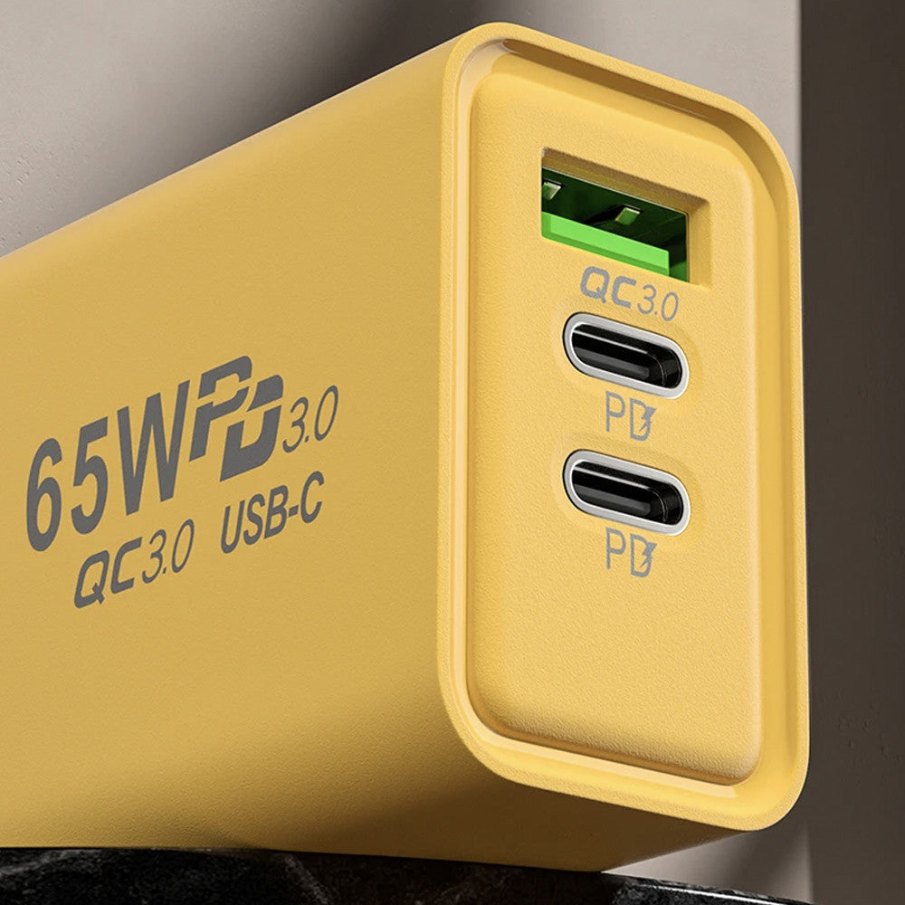 Зарядний пристрій 65W, 1xUSB, 2хType-C / Швидка зарядка для телефону / Адаптер для заряджання