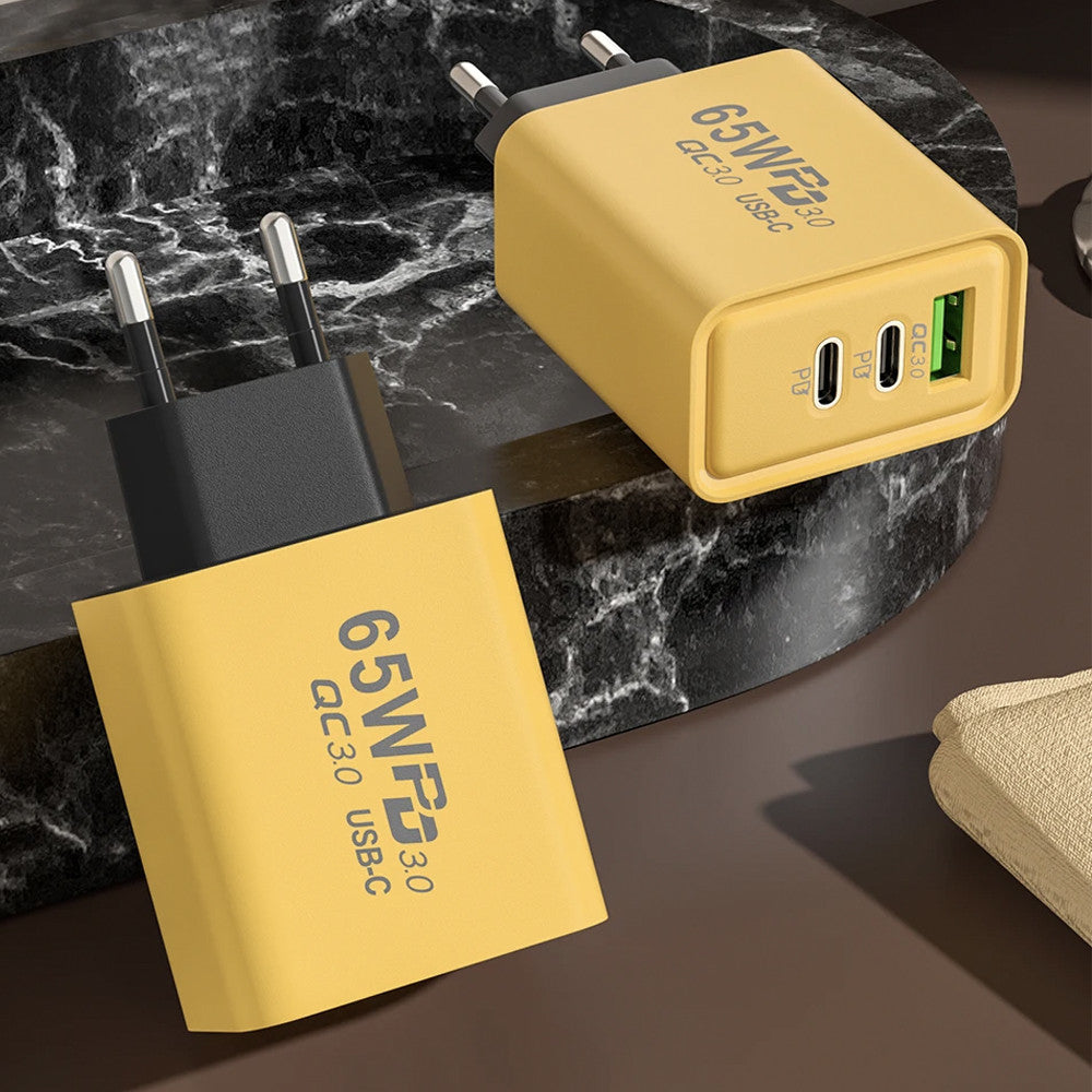 Зарядний пристрій 65W, 1xUSB, 2хType-C / Швидка зарядка для телефону / Адаптер для заряджання