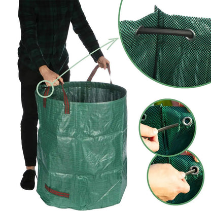 Садовий мішок для сміття 270л із зав'язками, 1 шт. / Сумка мішок для листя та трави / Складаний кошик садовий