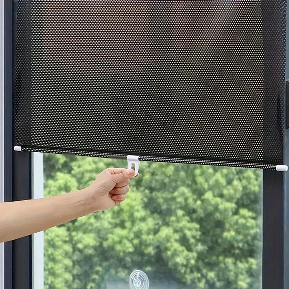 Рулонна сонцезахисна шторка на вікно 125х58см, Чорна / Рулонна штора від сонця на пластикові вікна