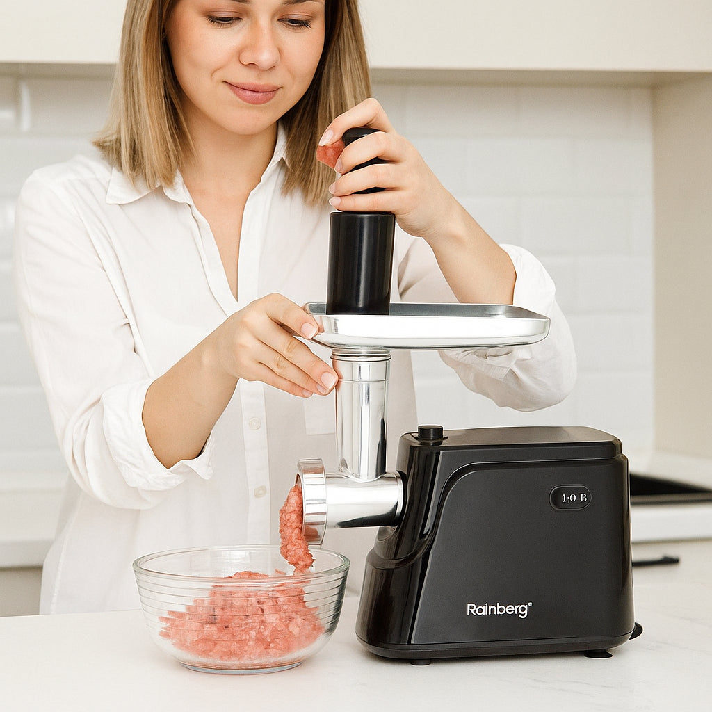 Електром'ясорубка 2600Вт, Rainberg RB-677, Чорна / Електрична м'ясорубка / Шнекова м'ясорубка