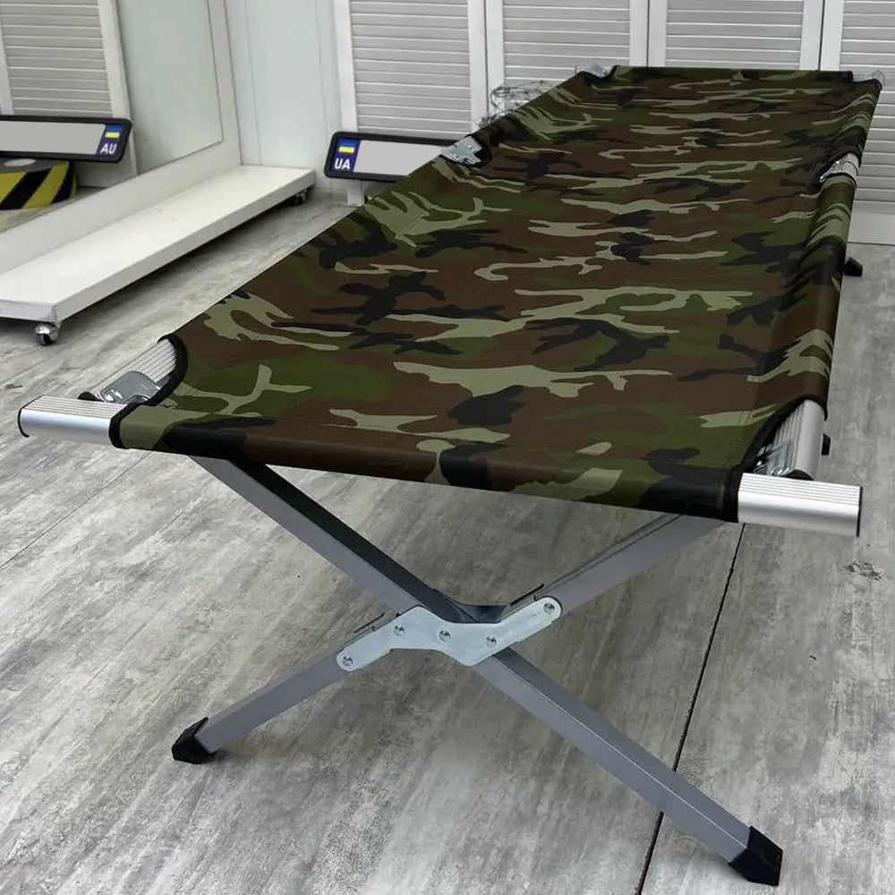 Ліжко розкладне для кемпінгу до 120 кг, 189х70х45см, Камуфляж / Розкладачка ліжко туристичне