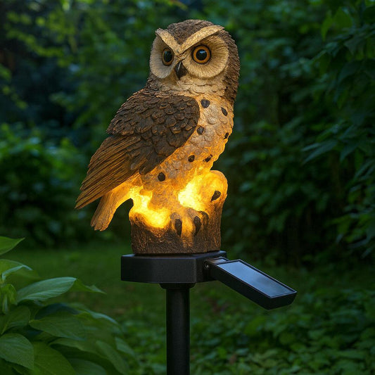 Садовий ліхтар на сонячних батареях "Сова", Коричневий / Газонний світильник / Вуличний ліхтар