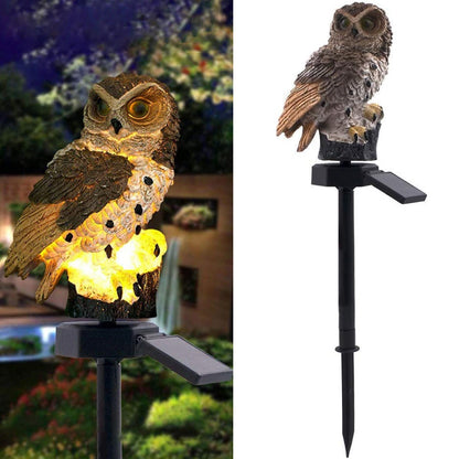 Садовий ліхтар на сонячних батареях "Сова", Коричневий / Газонний світильник / Вуличний ліхтар
